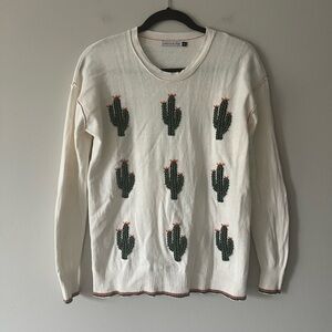 Zaket & Plover Cactus Intarsia Cashmere Blend Sweater XS